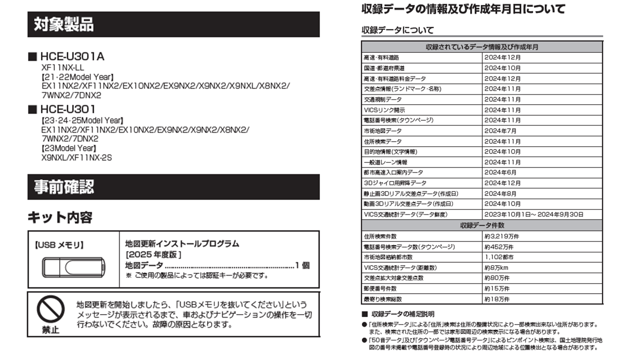 【2025年度版地図データ】2021年/2022年製アルパインカーナビ向け地図USB